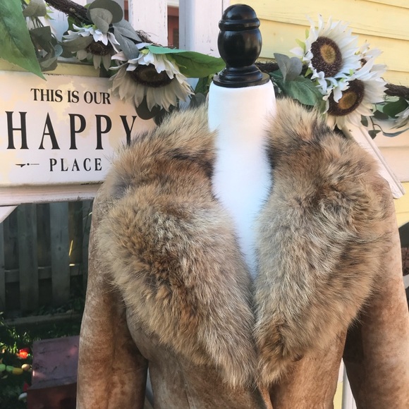 COSA NOVA Vintage Shearling Coat with Fur Collar - Picture 3 of 12